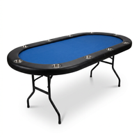 10 Player Foldable Poker Table, Blackjack Texas Holdem Poker Table with Padded Rails and Stainless Steel Cup Holders, Portable Folding Card Board Game Table, 84' Oval Casino Leisure Table — Studio Shot