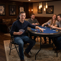 10 Player Foldable Poker Table, Blackjack Texas Holdem Poker Table with Padded Rails and Stainless Steel Cup Holders, Portable Folding Card Board Game Table, 84' Oval Casino Leisure Table — Lifestyle