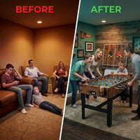 3-In-1 Combo Game Table Set, 54 In. Air Hockey Table, Multi Combination Table with Air Hockey, Ping Pong, Foosball — Before & After