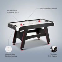 5 Ft. Air Hockey Table with Led Electronic Scorer — infographic