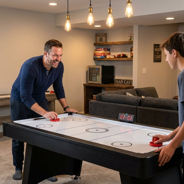 Air Hockey Table Built for Game Room Fun, 5 Ft Size, LED Electronic Scorer, 80 CFM Blower Motor