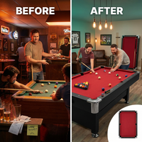 6,7 Foot Foldable Pool Table, Portable Billiards Table for Adults with Full Accessories Set, Mesa De Billar Includes 16 Balls, 2 Cue Sticks, Chalk, Rack & Brush, Game Room Table for Home — Before & After