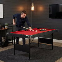 6,7 Foot Foldable Pool Table, Portable Billiards Table for Adults with Full Accessories Set, Mesa De Billar Includes 16 Balls, 2 Cue Sticks, Chalk, Rack & Brush, Game Room Table for Home — Lifestyle