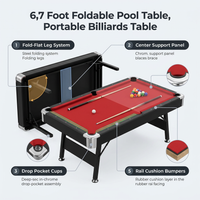 6,7 Foot Foldable Pool Table, Portable Billiards Table for Adults with Full Accessories Set, Mesa De Billar Includes 16 Balls, 2 Cue Sticks, Chalk, Rack & Brush, Game Room Table for Home — How It Works