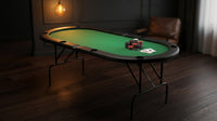 8 Player Oval Foldable Poker Tables, Casino Style Card Table with 8 Cup Holders & Non-Slip Feet, Portable Game Table for Texas Holdem, Blackjack & Dominoes, Perfect for Living Room (Green) — Lifestyle