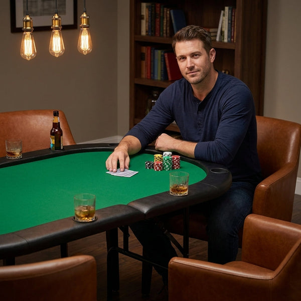 Poker Table Built for 8 Players, Foldable Design, Cup Holders, Non-Slip Feet, Casino Style
