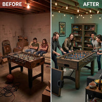Multi Game Table Built for Game Room Entertainment, Air Hockey, Ping Pong, Foosball, 54 Inch Size — Before & After