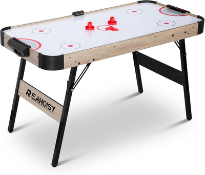 58 Inch Foldable Air Hockey Table, LED Folding Hockey Table Game Set W/2 Pucks, 2 Pushers, Powerful Motor, Hockey Table Gaming Set for Adults and Kids, Home Game Room