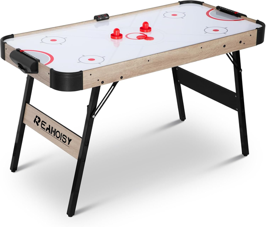 58 Inch Foldable Air Hockey Table, LED Folding Hockey Table Game Set W/2 Pucks, 2 Pushers, Powerful Motor, Hockey Table Gaming Set for Adults and Kids, Home Game Room