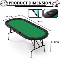 8 Player Oval Foldable Poker Tables, Casino Style Card Table with 8 Cup Holders & Non-Slip Feet, Portable Game Table for Texas Holdem, Blackjack & Dominoes, Perfect for Living Room (Green)